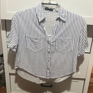 Navy and White Striped Crop Top